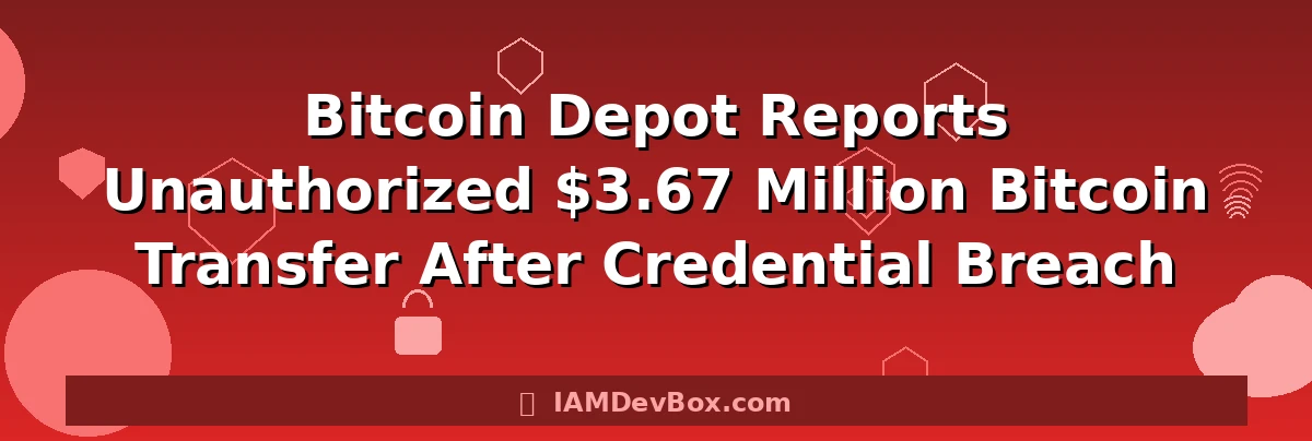 Bitcoin Depot Reports Unauthorized $3.67 Million Bitcoin Transfer After Credential Breach