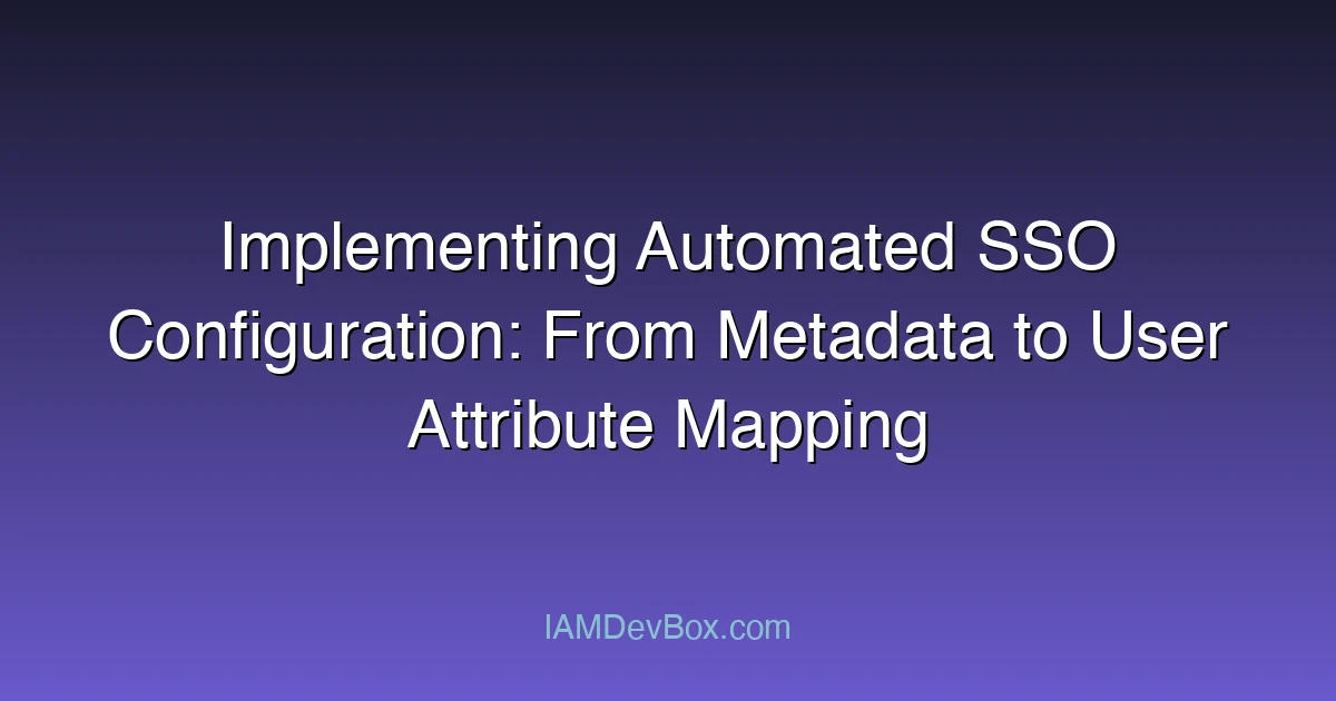 Implementing Automated SSO Configuration: From Metadata to User Attribute Mapping