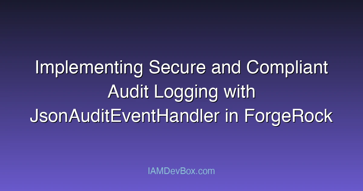 Implementing Secure and Compliant Audit Logging with JsonAuditEventHandler in ForgeRock IDM