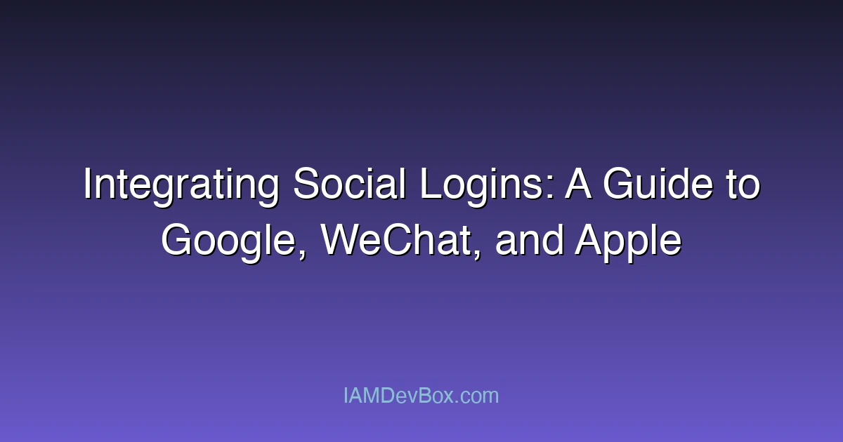 Integrating Social Logins: A Guide to Google, WeChat, and Apple